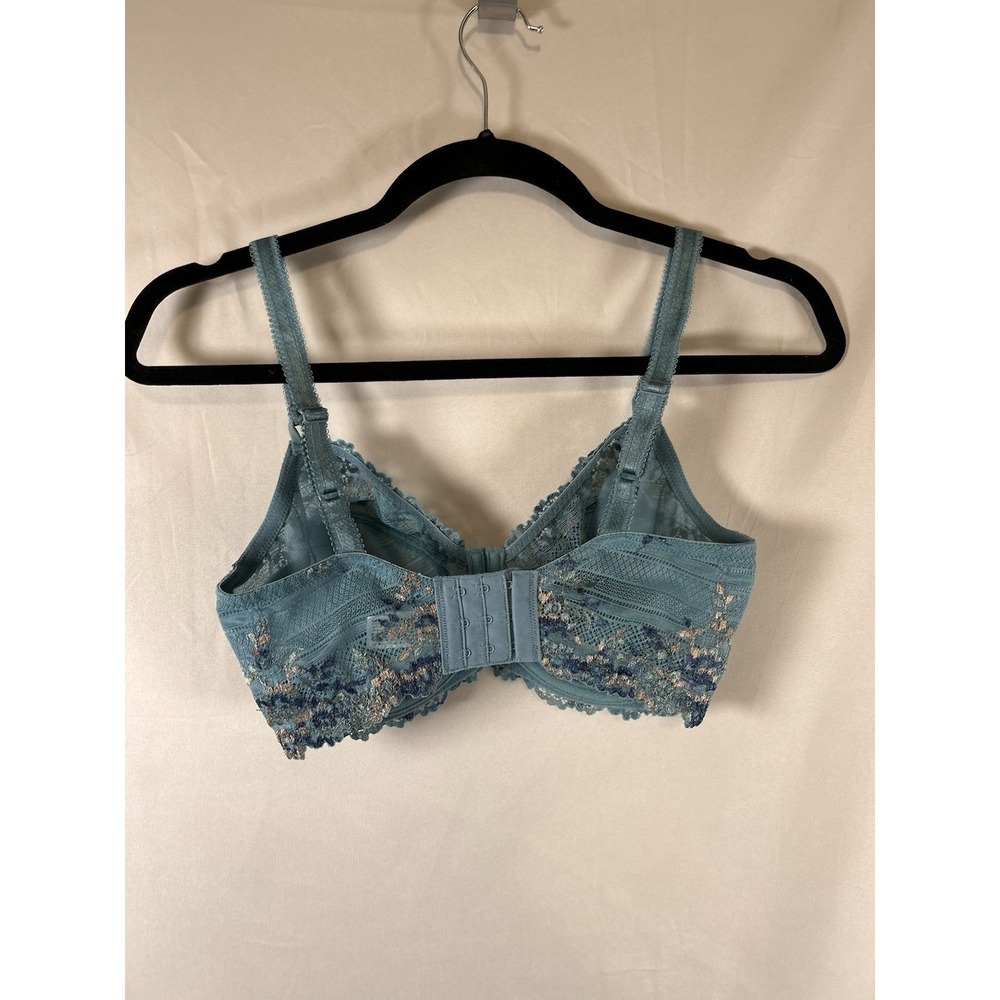 Wacoal Embrace Lace 32DDD Embroidered Underwire Bra Teal Floral 65191 - Picture 4 of 11